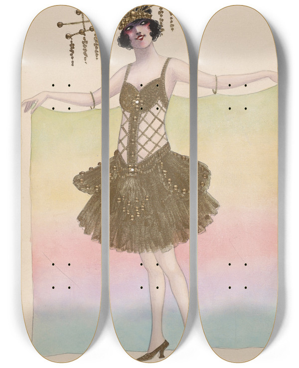 Triptych art skateboard deck of Will R Barnes No 1 Rainbow by Will R Barnes (1939)