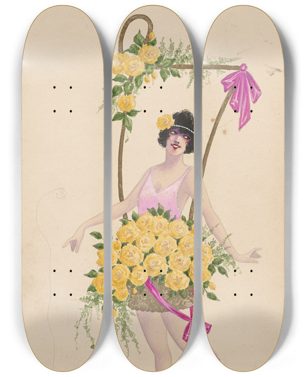 Triptych art skateboard deck of Will R Barnes 2Yellow Roses by Will R Barnes (1939)