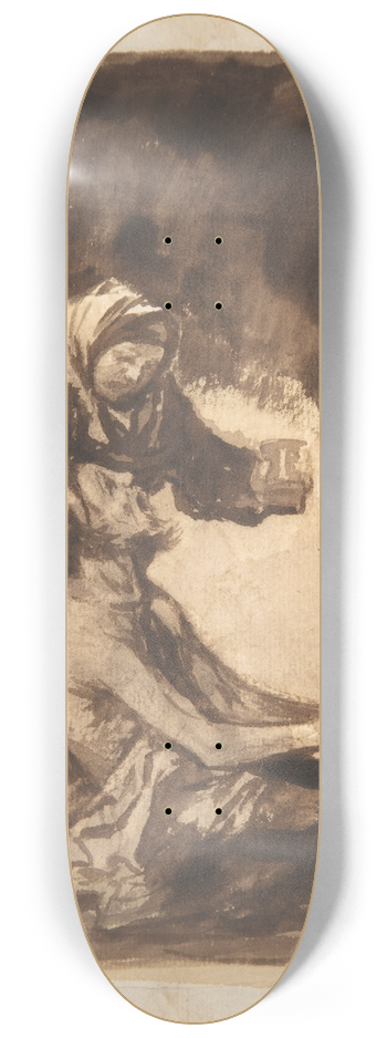 Francisco de Goya - A woman giving a mug to an old man 8.25 inch art skate deck