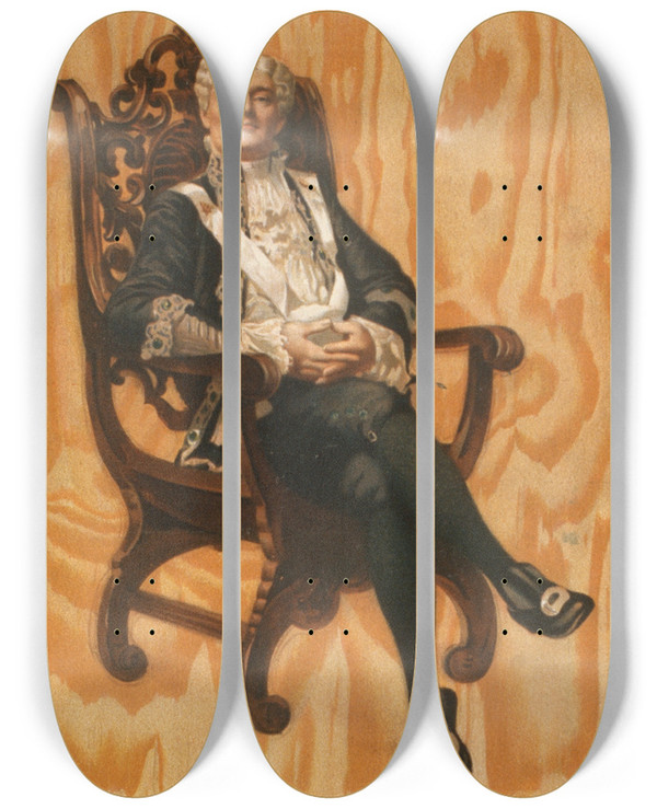 Triptych art skateboard deck of Us Lithograph Co Joseph Jefferson by U.S. Lithograph Co. (19-20-)