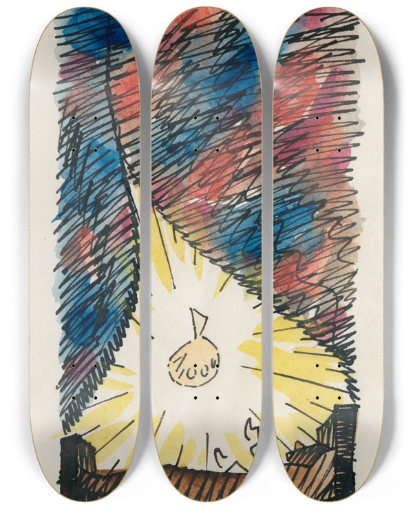 Triptych art skateboard deck of Karl Wiener Traum_1 by Karl Wiener (1901-1949)