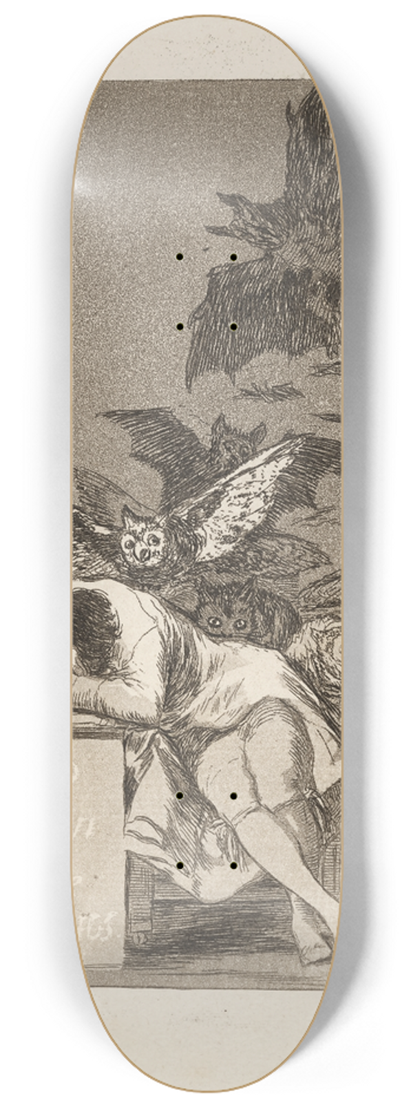 Francisco de Goya - El sueo de la razon produce monstruos. (The sleep of reason produces monsters.) 8.25 inch art skate deck