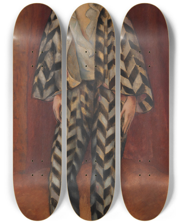 Triptych art skateboard deck of Josef Eberz Tnzerin Beatrice Mariagraete by Josef Eberz (1880-1942)