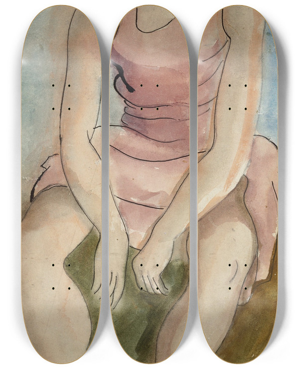 Triptych art skateboard deck of Bernard Meninsky Ballerina by Bernard Meninsky (1891-1950)