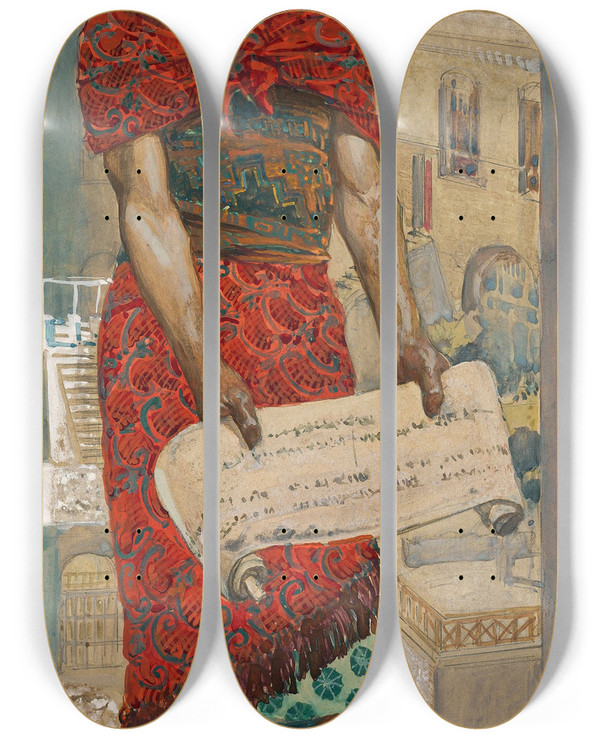 Triptych art skateboard deck of James Tissot Baruch by James Tissot (1836-1902)