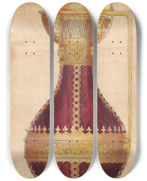 Triptych art skateboard deck of George Edmund Street Design Executed For Jones And Willis Metal And Woodworkers And Church Furniture Manufacturers Of Birmingham And London_6 by George Edmund Street (1824-1881)