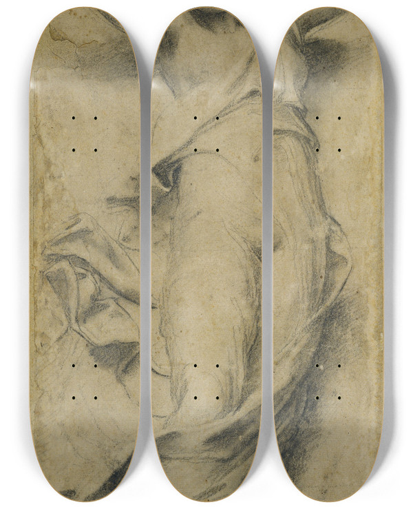 Triptych art skateboard deck of Raphael Caryatid by Raphael (1483-1520)