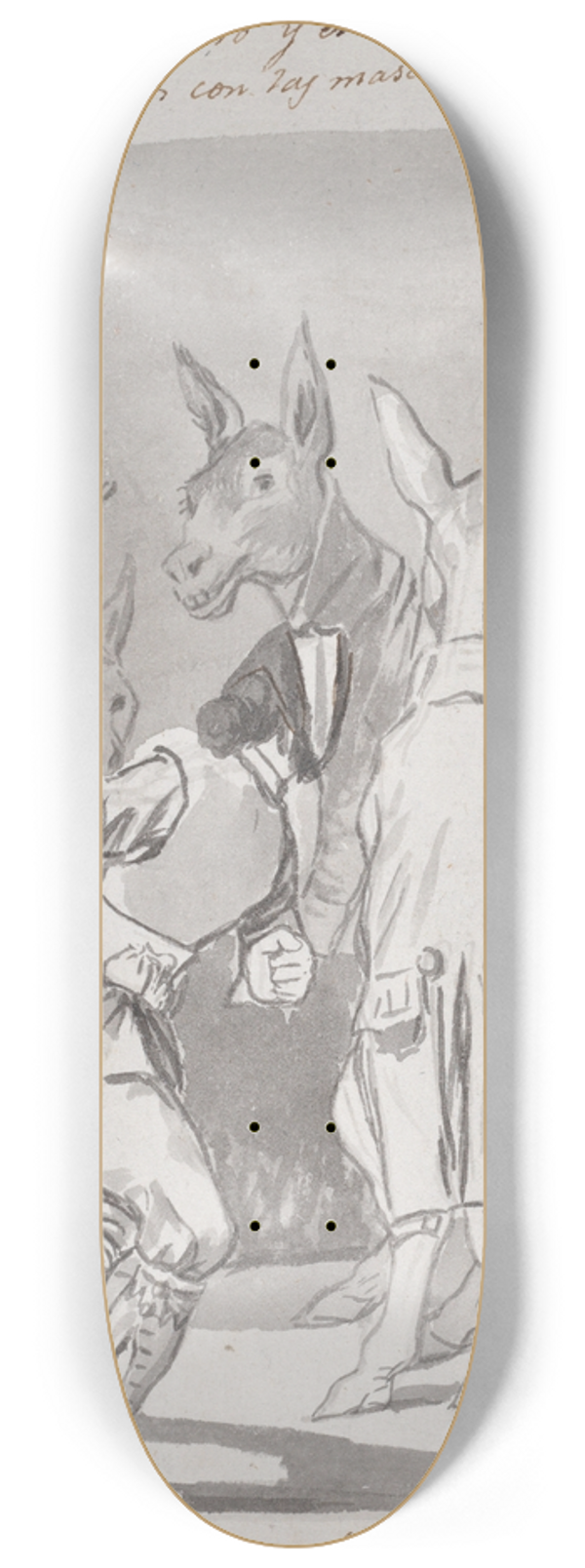 Francisco de Goya - Masquerading asses being whipped by a man 8.25 inch art skate deck