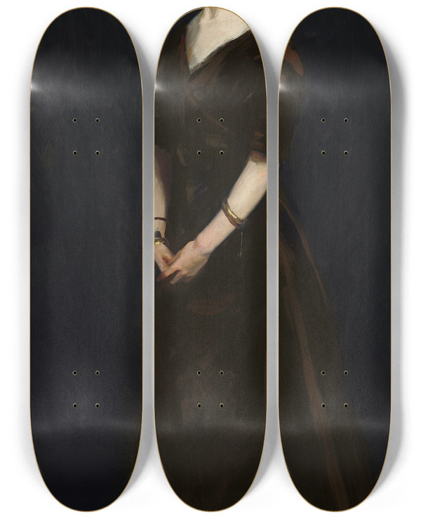 Triptych art skateboard deck of Robert Henri Edith Reynolds by Robert Henri (1865-1929)