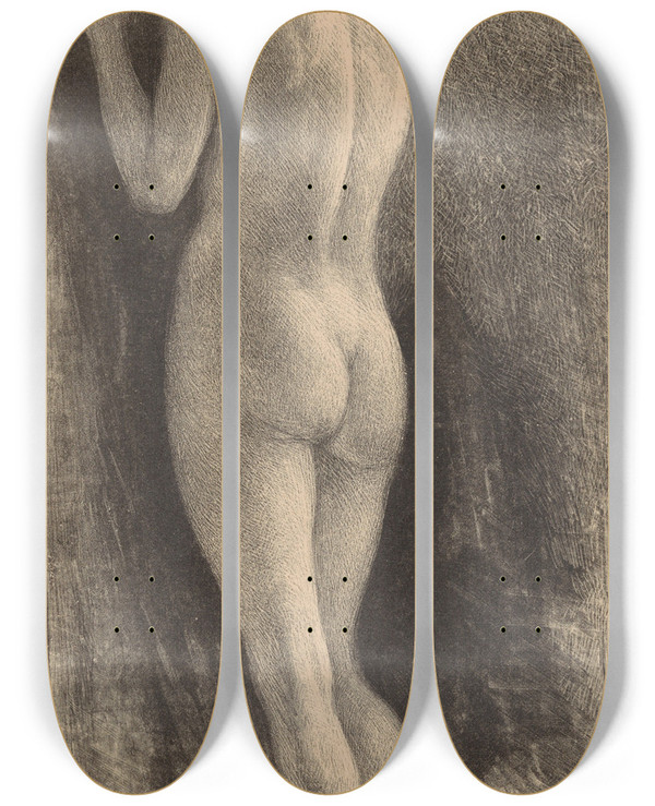 Triptych art skateboard deck of Simon Moulijn Staande Naakte Vrouw_2 by Simon Moulijn (1866-1948)