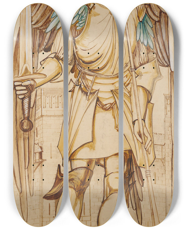 Triptych art skateboard deck of Sir Edward Coley Burnejones The Angels Of The Hierarchy Archangeli by Sir Edward Coley Burne-Jones (1833-1898)