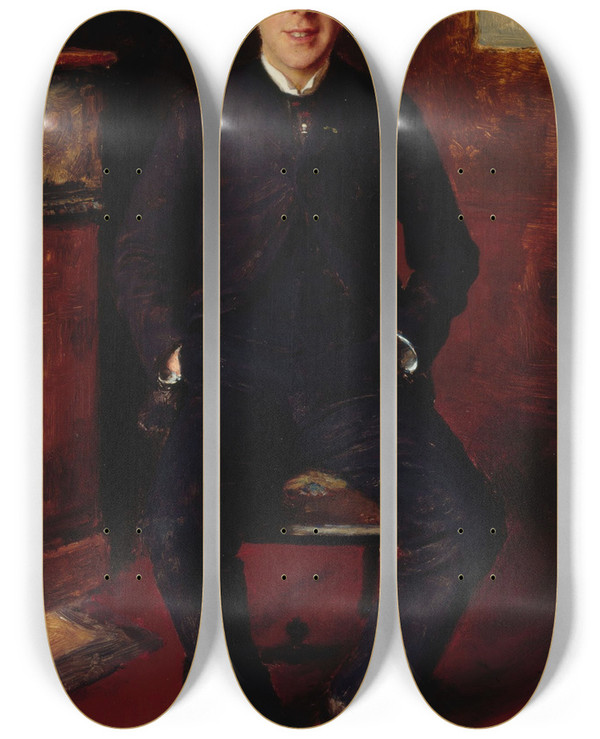Triptych art skateboard deck of Mile Friant Portrait Dernest Coquelin Dit Coquelin Cadet 18481909 Socitaire De La Comdiefranaise by mile Friant (1863-1932)