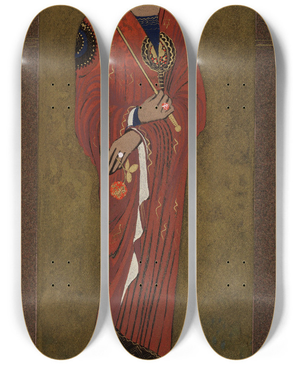 Triptych art skateboard deck of Francoislouis Schmied Maquette With A Depiction Of King Solomon by Francois Louis Schmied (1873-1941)