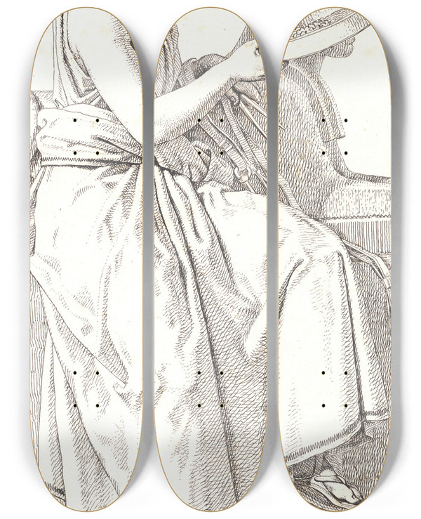 Triptych art skateboard deck of Christoffer Wilhelm Eckersberg Fornuften Allegorisk Figur by Christoffer Wilhelm Eckersberg (1783-1853)