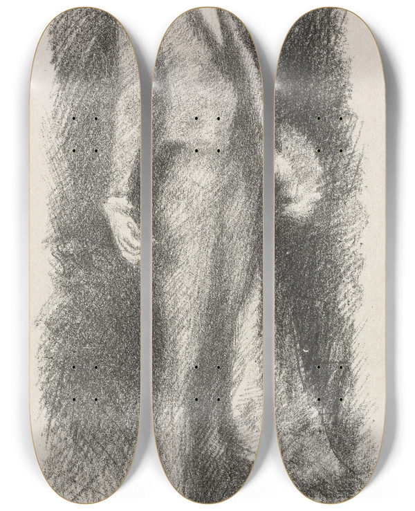Triptych art skateboard deck of James Abbott Mcneill Whistler Portrait Of Count Robert De Montesquiou by James Abbott Mcneill Whistler (1834-1903)