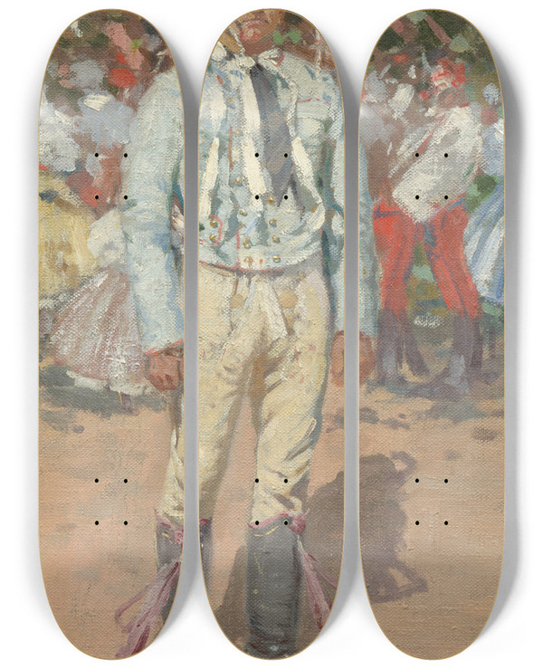 Triptych art skateboard deck of Joa Prka Man From Lanhot by Joza Uprka (1861-1940)