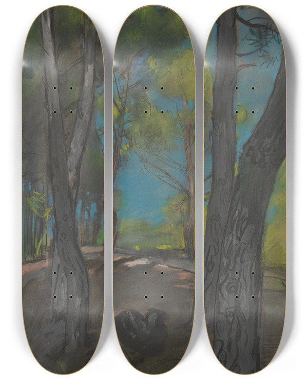 Triptych art skateboard deck of Auguste Louis Lepre Lotz by Auguste Louis Lepere (1849-1918)