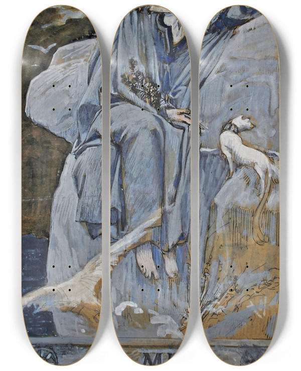 Triptych art skateboard deck of Lucolivier Merson La Mer De Bretagne_1 by Luc-Olivier Merson (1846-1920)