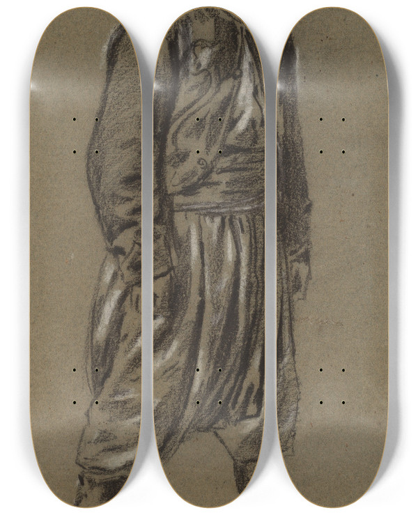Triptych art skateboard deck of Winslow Homer Zouave_1 by Winslow Homer (1836-1910)
