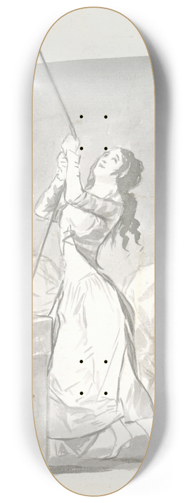 Francisco de Goya - Three women, one in the foreground drawing water from a well, two in the background washing 8.25 inch art skate deck