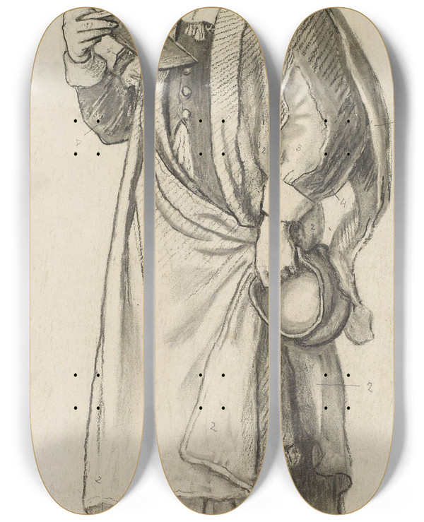 Triptych art skateboard deck of Ford Madox Brown The Young Milton by Ford Madox Brown (1821-1893)