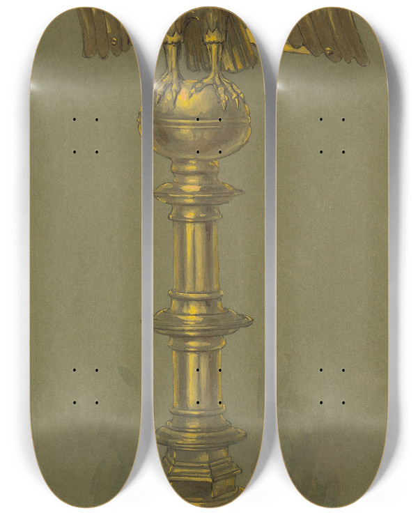 Triptych art skateboard deck of George Edmund Street Design Executed For Jones And Willis Metal And Woodworkers And Church Furniture Manufacturers Of Birmingham And London_38 by George Edmund Street (1824-1881)
