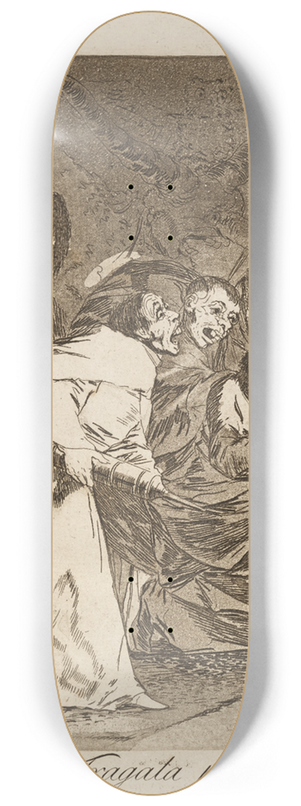Francisco de Goya - Tragala perro. (Swallow it, dog.) 8.25 inch art skate deck