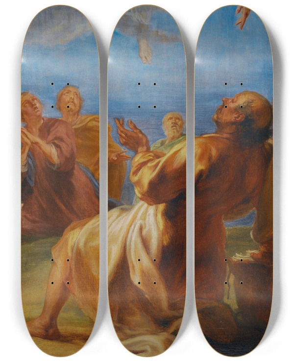 Triptych art skateboard deck of Jan Boeckhorst The Snyders Triptych Iii by Jan Boeckhorst (1599-1668)