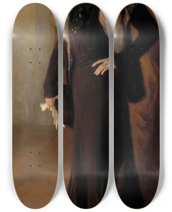 Triptych art skateboard deck of Albert Edelfelt Portrait Of The Opera Singer Aino Ackt by Albert Edelfelt (1854-1905)