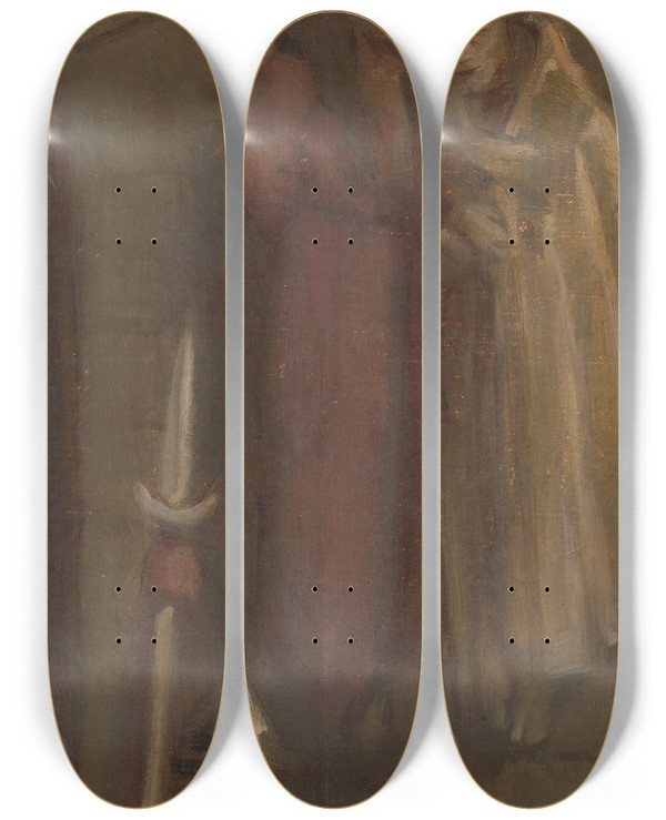 Triptych art skateboard deck of Milan Thomka Mitrovsk Sketch Of Historical Composition Ii by Milan Thomka Mitrovsky (1875-1943)