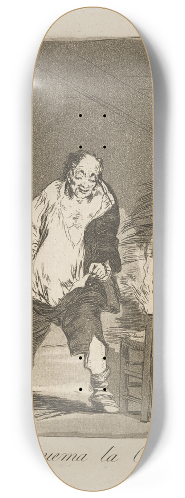 Francisco de Goya - Ysele quema la Casa. (And his house is on fire.) 8.25 inch art skate deck