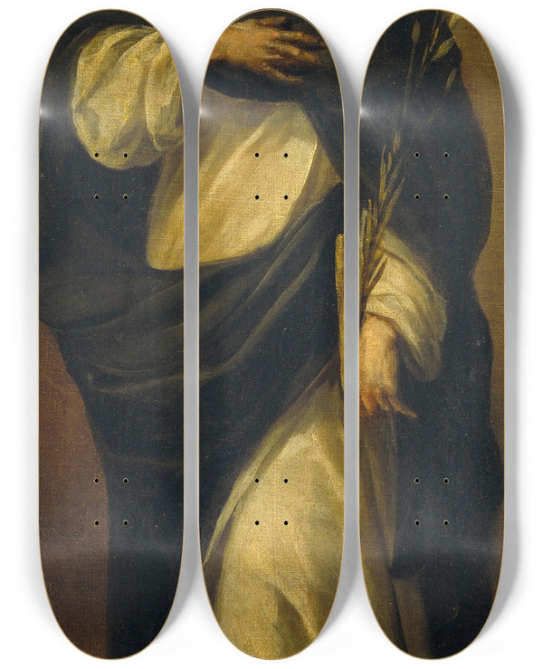 Triptych art skateboard deck of Juan De Valds Leal Saint Dominic De Guzmn by Juan de Valds Leal (1622-1690)