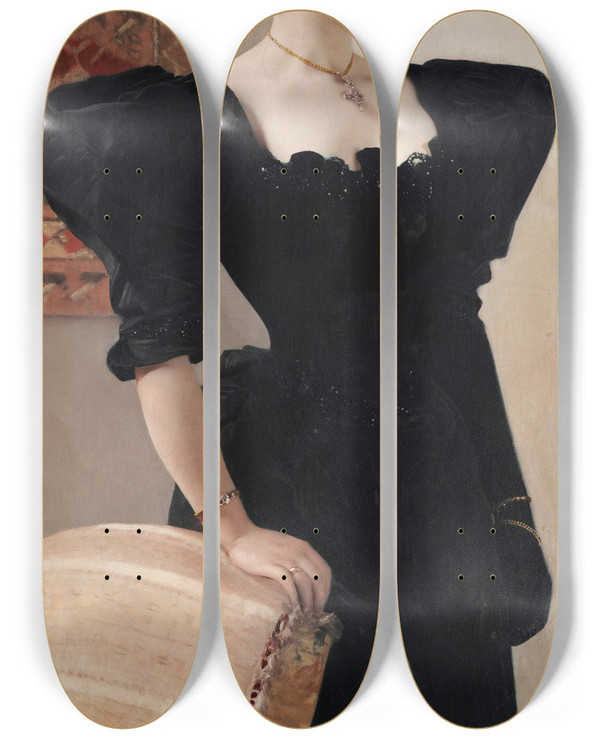 Triptych art skateboard deck of Gustav Klimt Portrait Of A Lady Marie Breunig by Gustav Klimt (1862-1918)