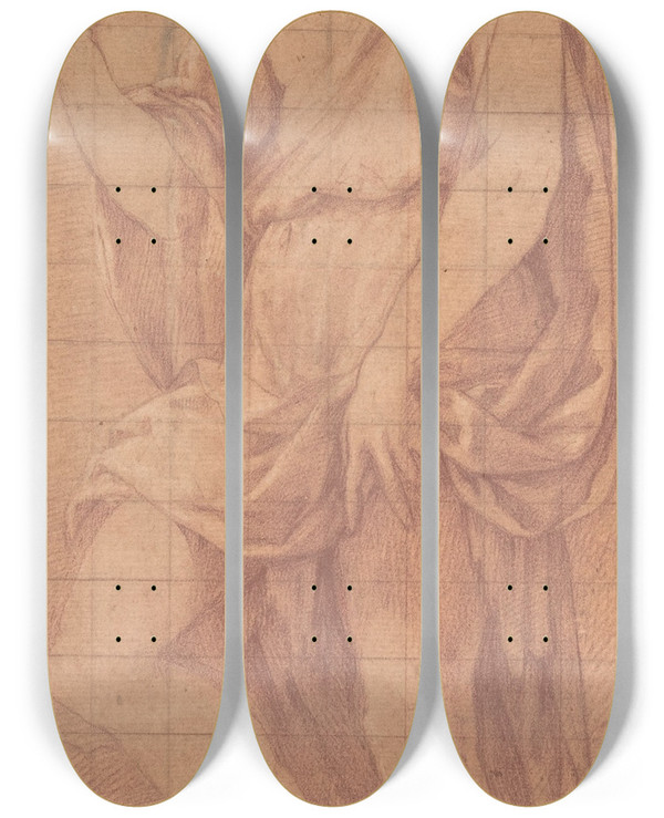 Triptych art skateboard deck of Girolamo Macchietti Standing Saint John The Baptist With The Lamb by Girolamo Macchietti (1535-1592)