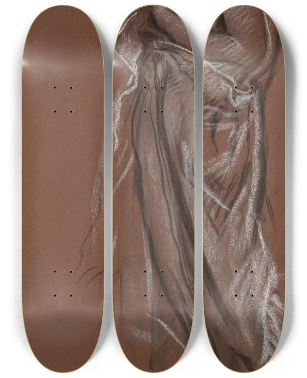 Triptych art skateboard deck of Edwin Austin Abbey Study For The Figure Of 4 Am In The Hours Ceiling Mural House Chamber Pennsylvania State Capitol Atharrisburg by Edwin Austin Abbey (1852-1911)