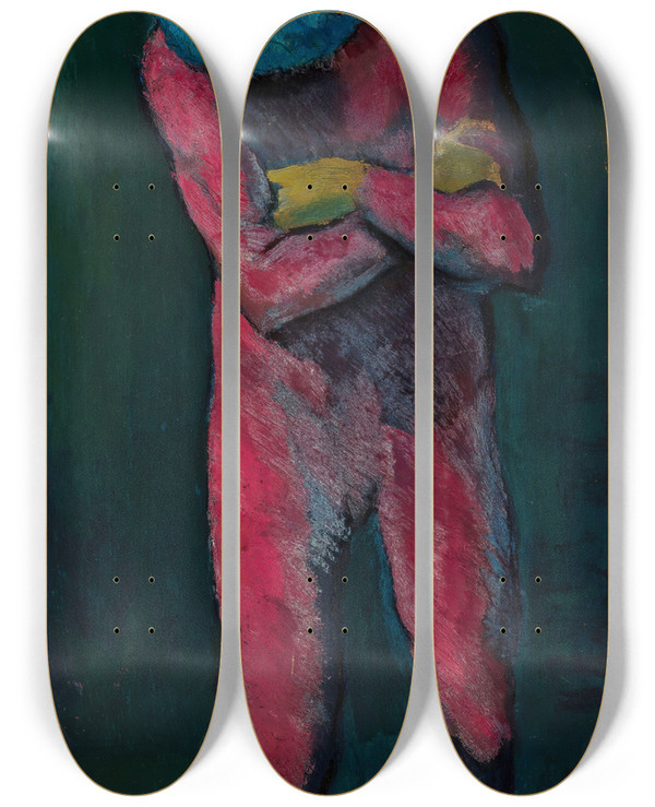 Triptych art skateboard deck of Tadeusz Makowski Pierrot by Tadeusz Makowski (1882-1932)