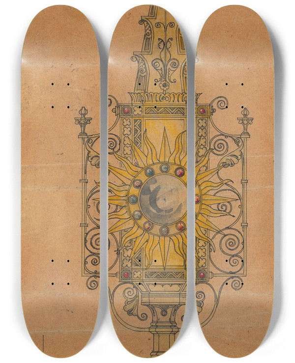 Triptych art skateboard deck of George Edmund Street Design Executed For Jones And Willis Metal And Woodworkers And Church Furniture Manufacturers Of Birmingham And London_47 by George Edmund Street (1824-1881)
