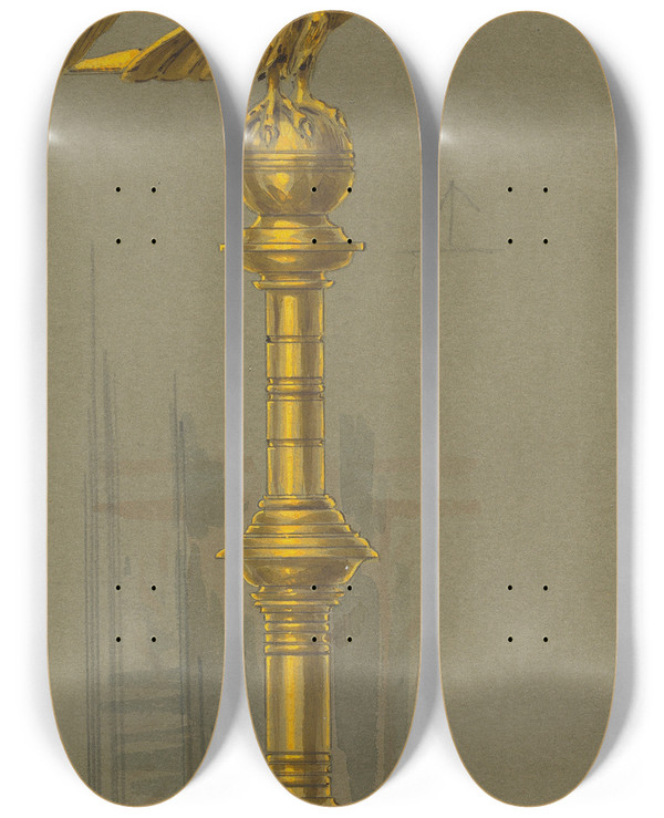 Triptych art skateboard deck of George Edmund Street Design Executed For Jones And Willis Metal And Woodworkers And Church Furniture Manufacturers Of Birmingham And London_35 by George Edmund Street (1824-1881)
