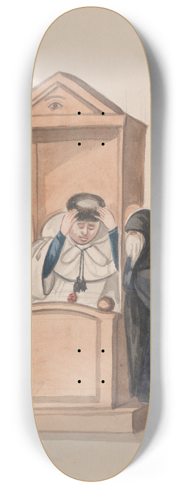 Francisco Fierro - A woman confessing to a priest 8.25 inch art skate deck