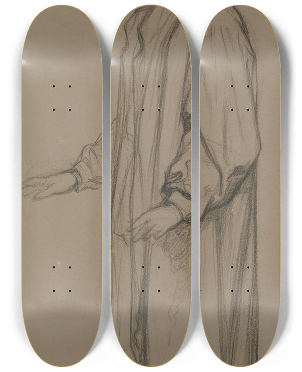 Triptych art skateboard deck of Victor Mller Wagner Aus Dem Osterspaziergang by Victor Muller (1829-1871)