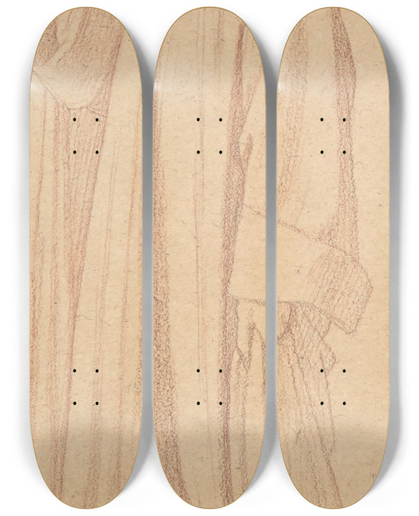 Triptych art skateboard deck of Jeanhippolyte Flandrin Saint Cloud Study For The Frieze At Saintvincentdepaul Paris by Hippolyte Flandrin (1809-1864)