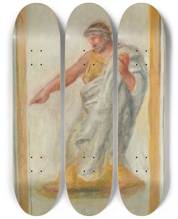 Triptych art skateboard deck of Pierreauguste Renoir Panneau Pour Dipe Dipe Roi by Pierre-Auguste Renoir (1841-1919)