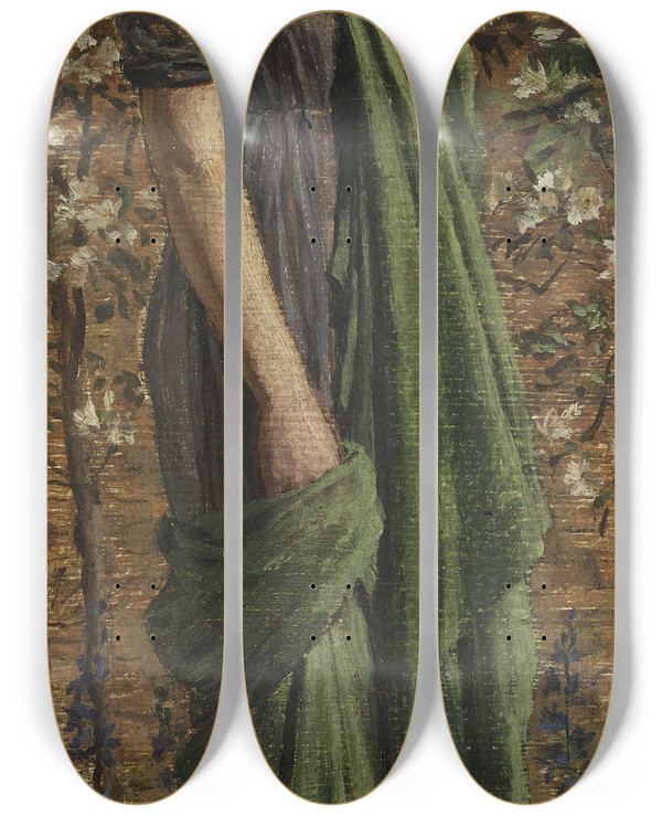 Triptych art skateboard deck of Albert Joseph Moore A Flower Walk by Albert Joseph Moore (1841-1893)