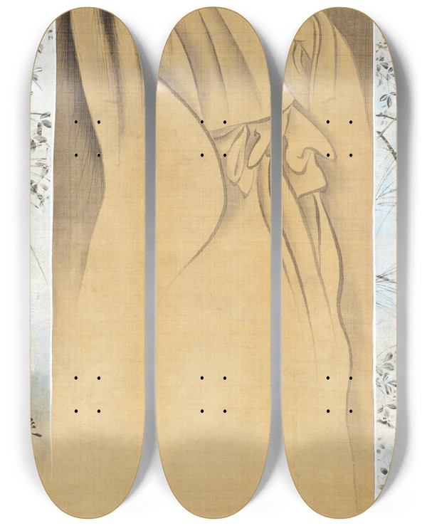 Triptych art skateboard deck of Shibata Zeshin Ghost by Shibata Zeshin (1807-1891)