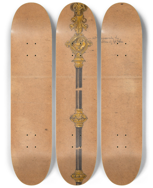 Triptych art skateboard deck of George Edmund Street Design Executed For Jones And Willis Metal And Woodworkers And Church Furniture Manufacturers Of Birmingham And London_19 by George Edmund Street (1824-1881)