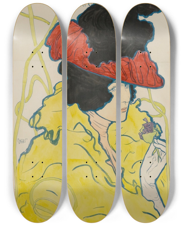 Triptych art skateboard deck of Wojciech Weiss Raut Artystyczny W Sali Sokoa by Wojciech Weiss (1875-1950)