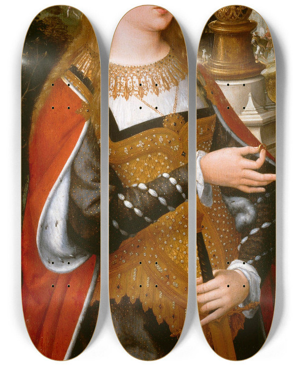 Triptych art skateboard deck of Jean Bellegambe Saint Catherine by Jean Bellegambe (1470-1535)
