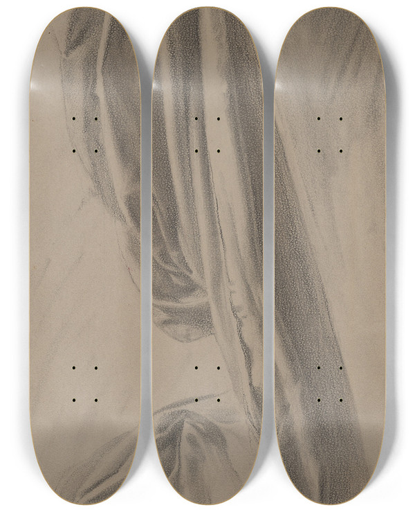 Triptych art skateboard deck of Karel Vitezslav Masek Drapery Study by Karel Vitezslav Masek (1865-1927)