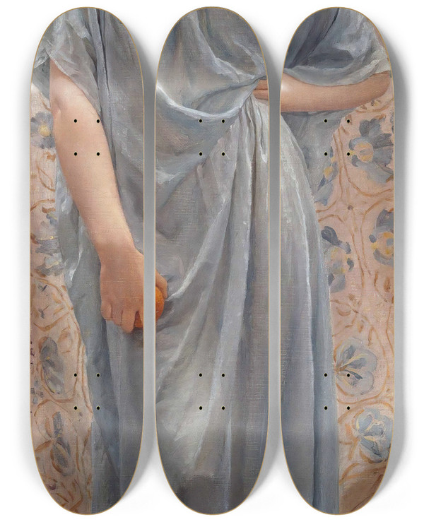Triptych art skateboard deck of Albert Joseph Moore Sapphires by Albert Joseph Moore (1841-1893)