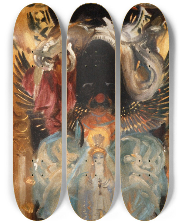Triptych art skateboard deck of John Singer Sargent Astarte by John Singer Sargent (1856-1925)